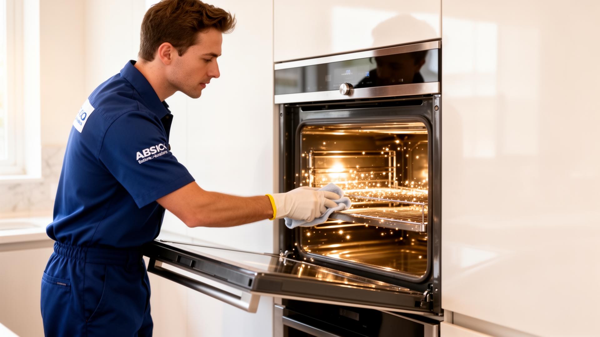 Professional technician cleaning a sparkling oven in Belfast